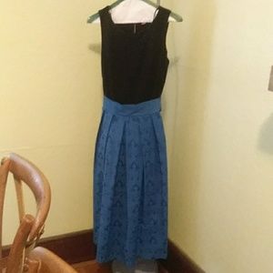Blue and black cocktail dress